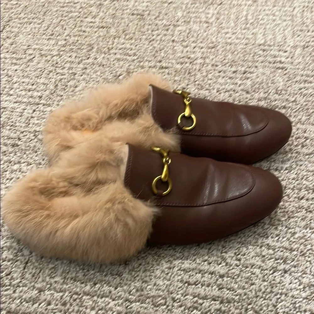 Brown Leather Fur-Lined Loafers - Picture 4 of 6
